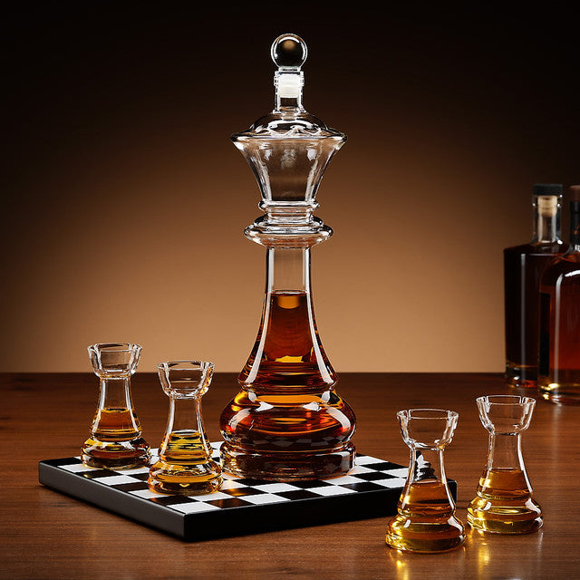 Connoisseur Creations Chess Decanter Set With Rook Glasses