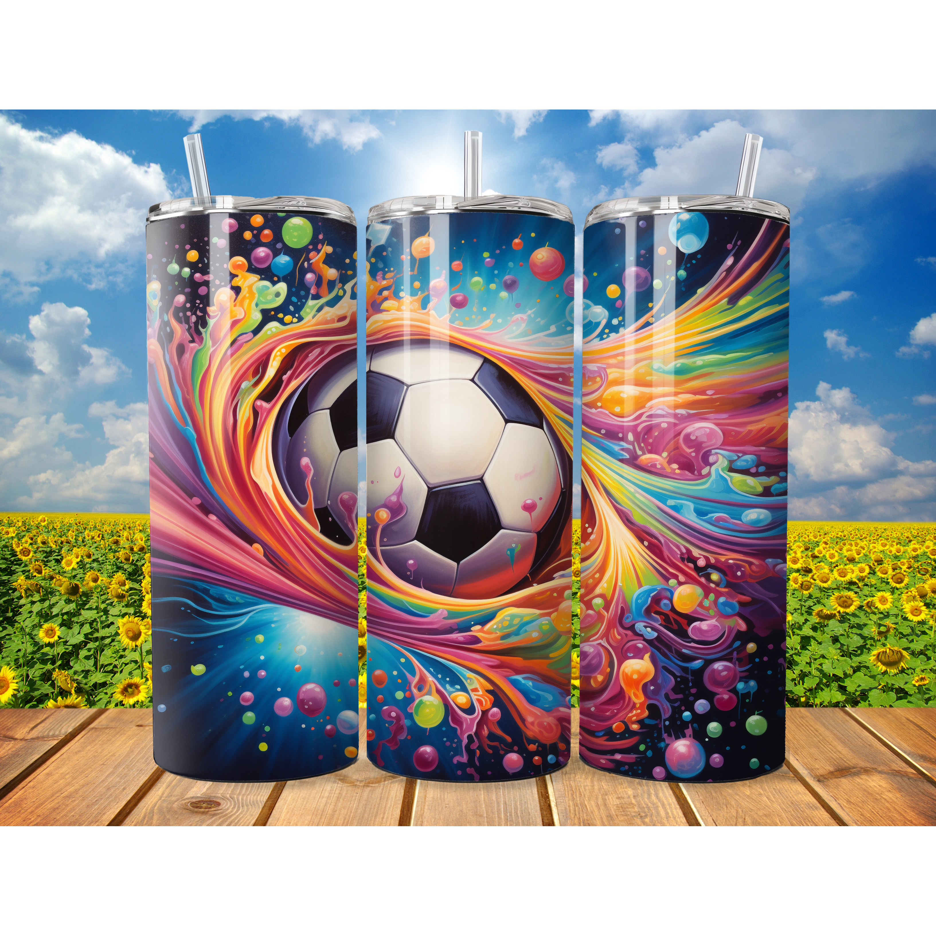 Colourful  Football Tumbler 20oz