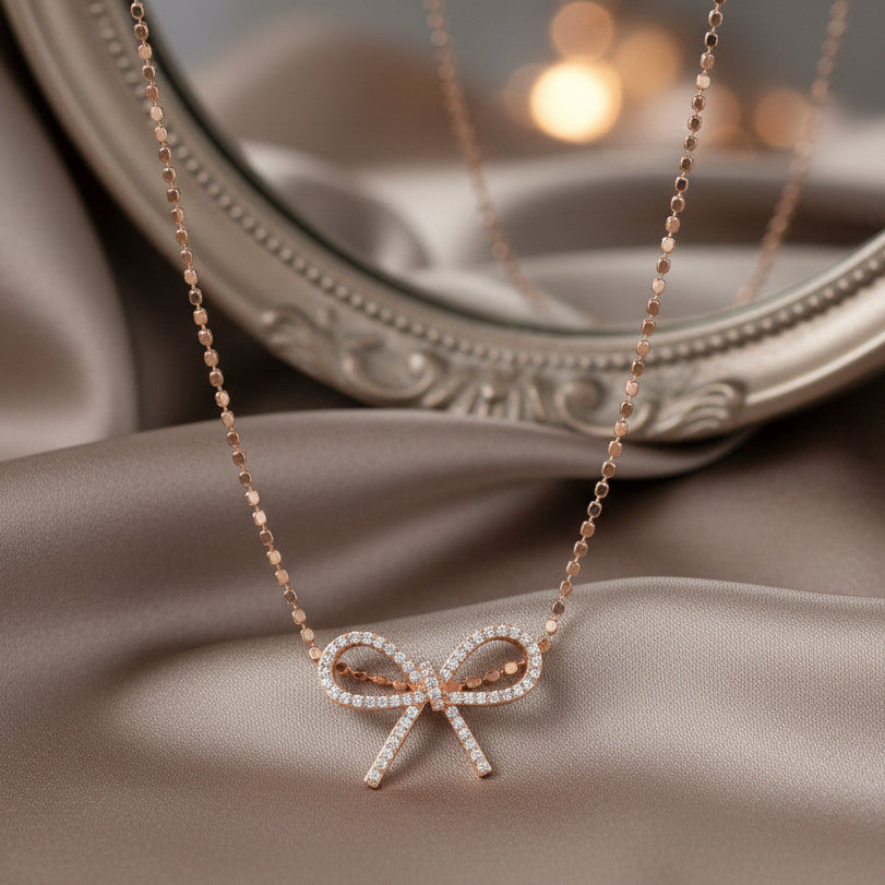 BOW – BALL CHAIN NECKLACE GOLD