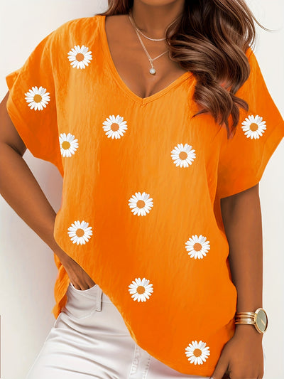 Curve Daisy Print T-Shirt