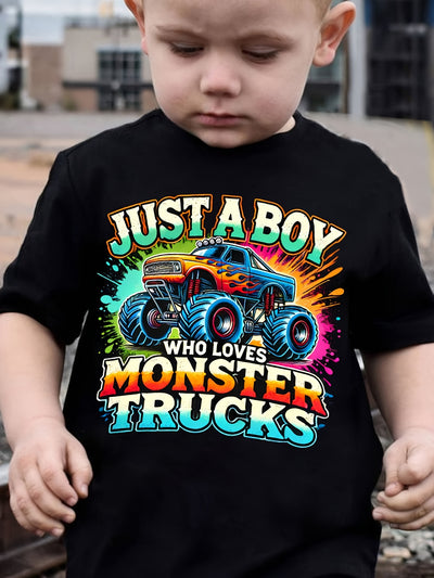 Just A Boy Who Loves Monster Trucks T-shirt 1-8 Year