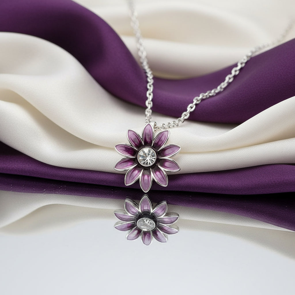 Daisy Chain Colour Necklace Purple