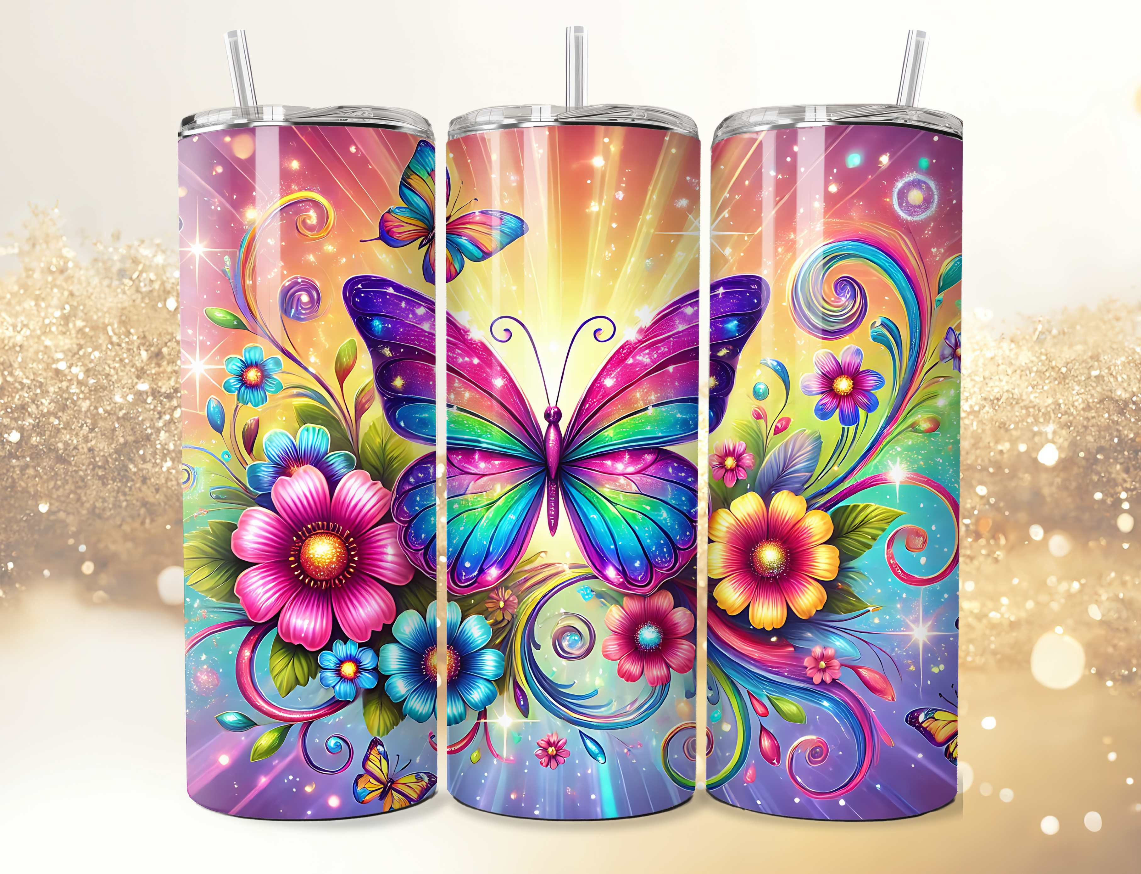 20 oz  Tumbler Bright Butterfly
