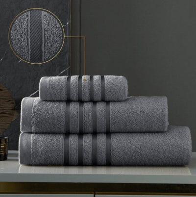 Hover to zoom  100% Egyptian Cotton Bath Sheet Dark Grey - Stripe Detail pack of 2