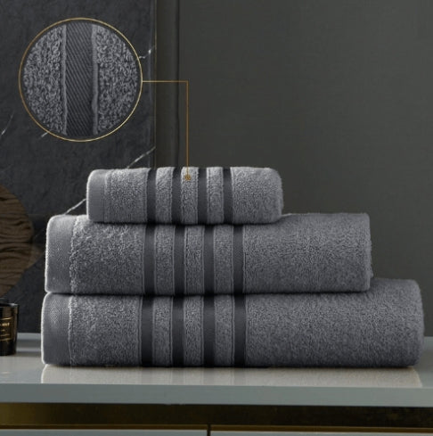 Hover to zoom  100% Egyptian Cotton Bath Sheet Dark Grey - Stripe Detail pack of 2