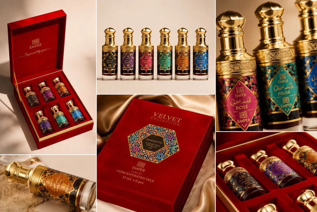 Velvet Collection Red Box 6 X 12ml UNISEX HIGLY CONCENTRATED FRAGRANCE OIL SET