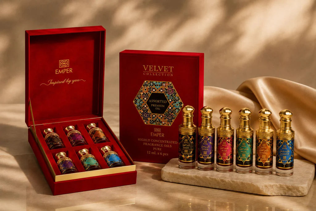 Velvet Collection Red Box 6 X 12ml UNISEX HIGLY CONCENTRATED FRAGRANCE OIL SET
