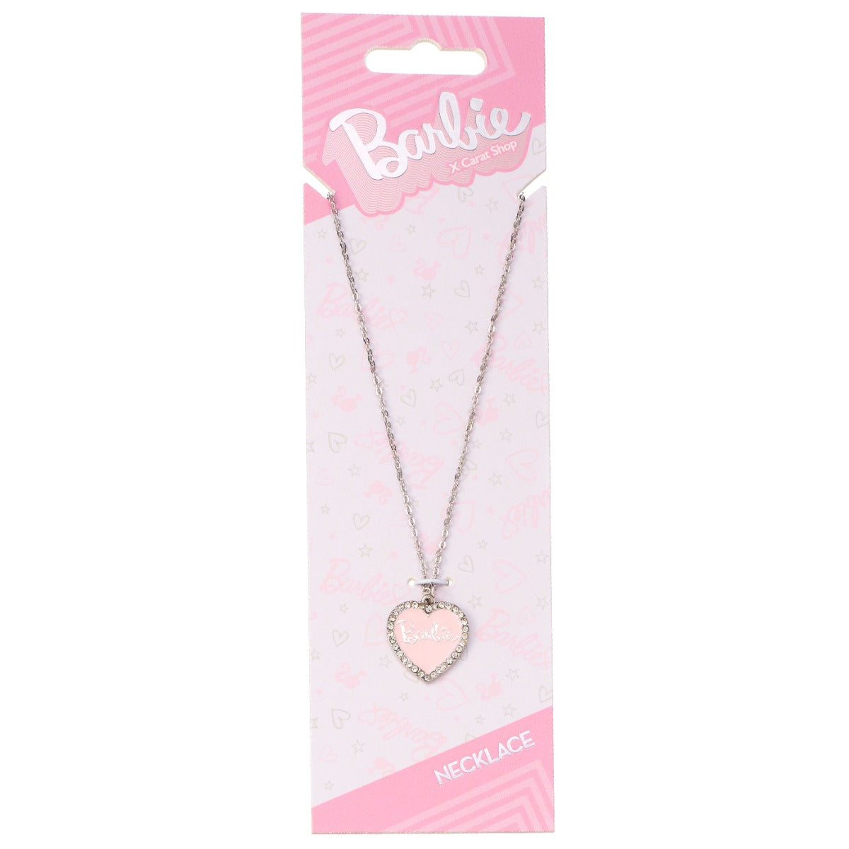 Barbie Pink Enamel Heart Pendant Necklace with Crystal