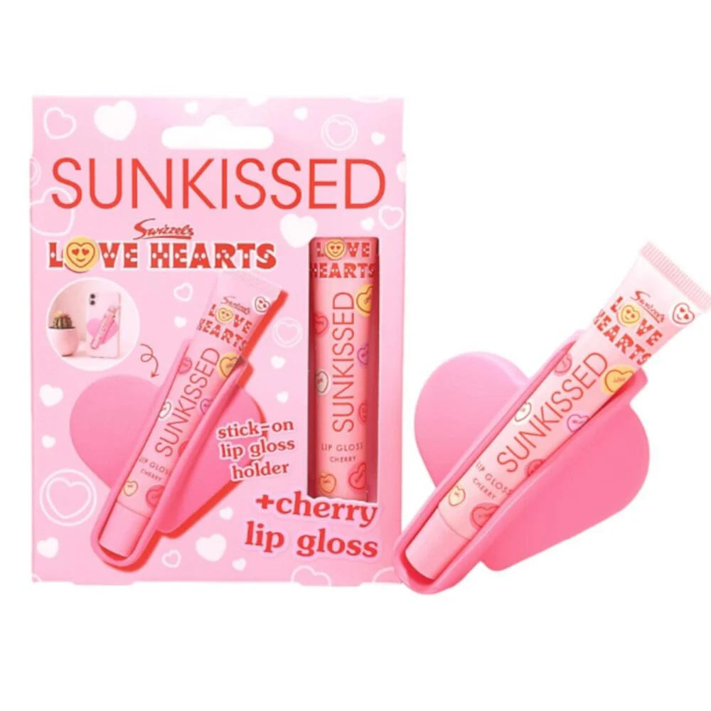 Sunkissed Swizzels Love Hearts Cherry Lip Gloss & Holder -15ml